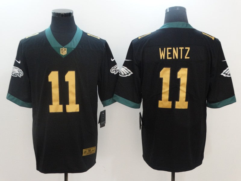 Men's Philadelphia Eagles #11 Carson Wentz Black Player Game Jersey