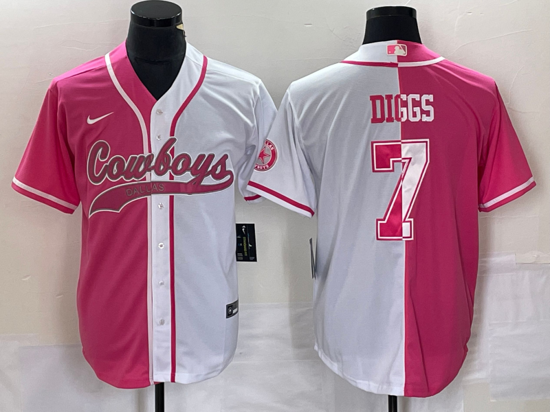 Men's Dallas Cowboys Trevon Diggs #7 Pink/White Player Jersey Joint Edition