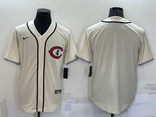 Men's Chicago Cubs Beige Blank Replica Jersey