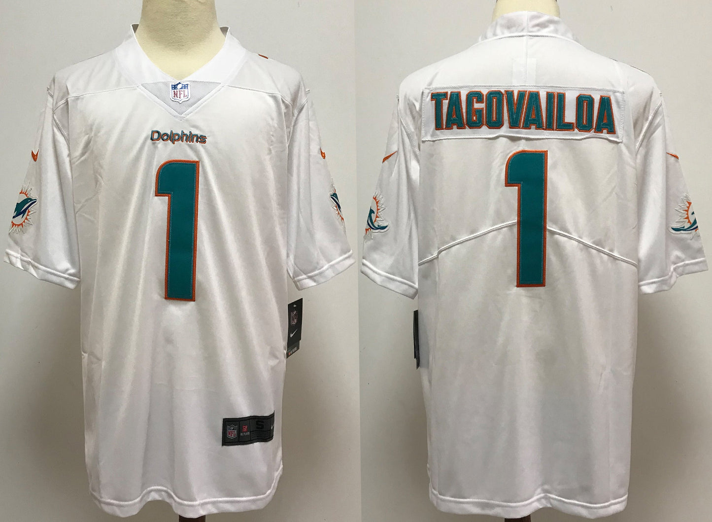 Men's Miami Dolphins Tua Tagovailoa #1 White Aqua Legend Jersey