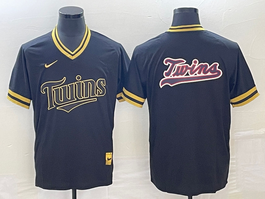 Men's Minnesota Twins Black Replica Player Logo Jersey