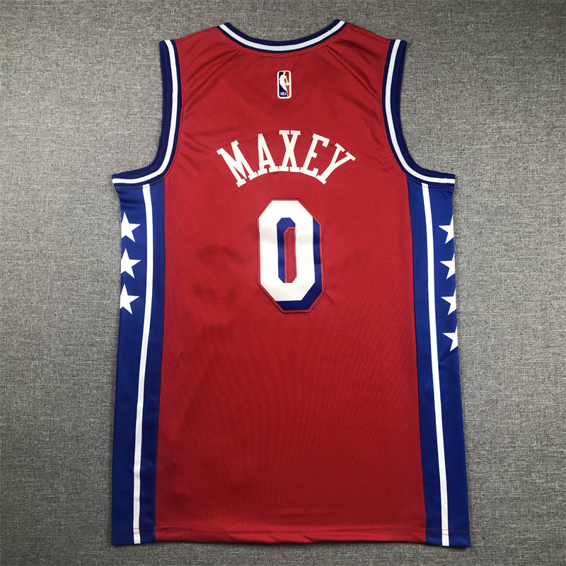 Men's Philadelphia 76ers Tyrese Maxey Red Fastbreak Replica Player Jersey