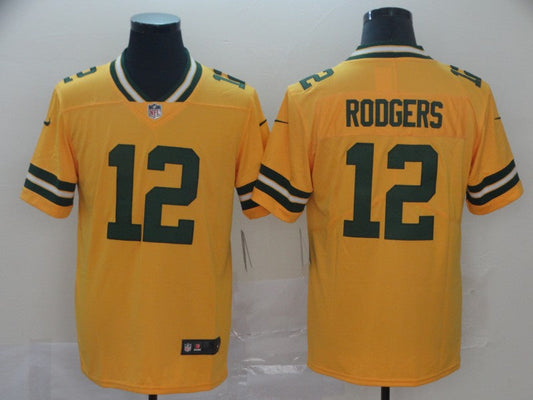 Men's Green Bay Packers Aaron Rodgers #12 Yellow Inverted Legend Jersey