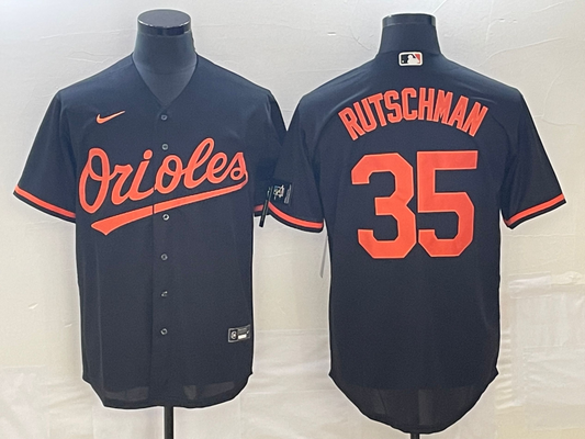 Men's Baltimore Orioles Adley Rutschman #35 Black Alternate Replica Player Jersey