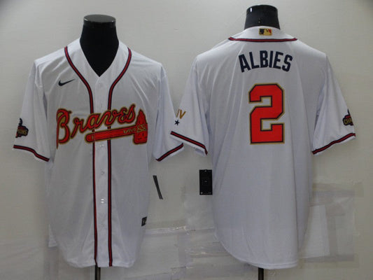 Men's Atlanta Braves Ozzie Albies #2 White Stitched Player Jersey