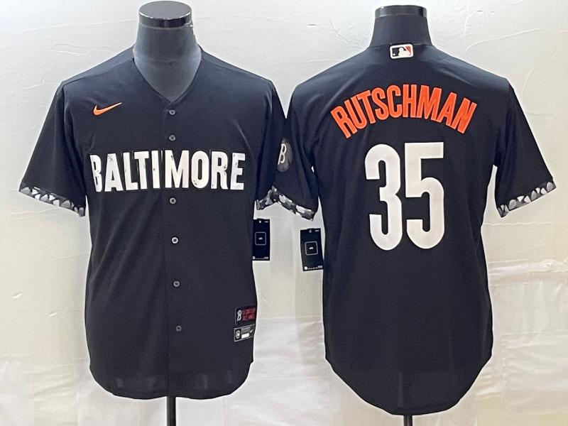 Men's Baltimore Orioles Adley Rutschman #35 Black 2023 City Connect Replica Jersey