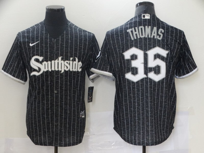 Men's Chicago White Sox Frank Thomas #35 Black Stitched Jersey