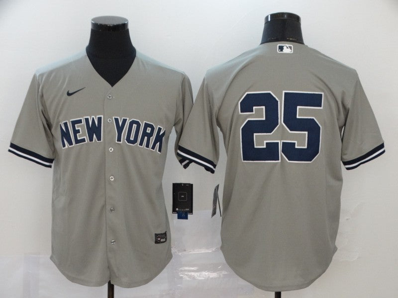 Men's New York Yankees Jason Giambi #25 Gray Replica Player Name Jersey