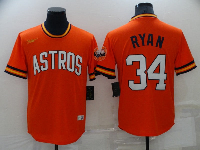 Men's Houston Astros Nolan Ryan #34 Orange Replica Player Jersey