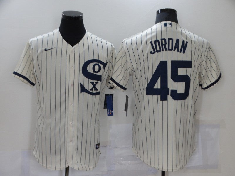 Men's Chicago White Sox Michael Jordan #45 Beige Replica Baseball Jersey