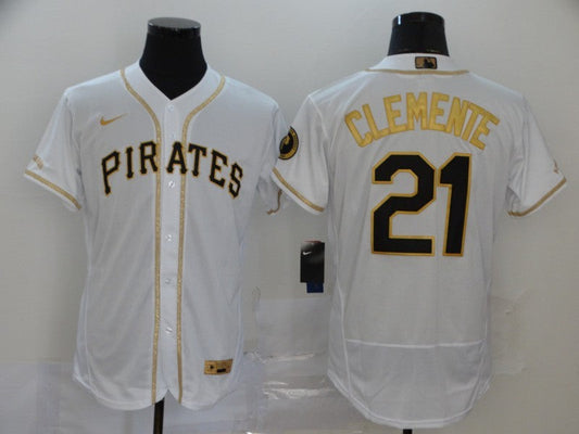 Men's Pittsburgh Pirates Roberto Clemente #21 White Stitched Jersey