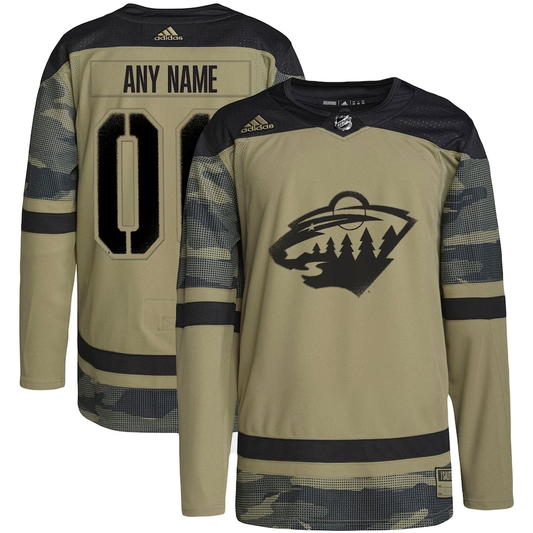 Men's Minnesota Wild Camo Military Appreciation Team Authentic Custom Practice Jersey