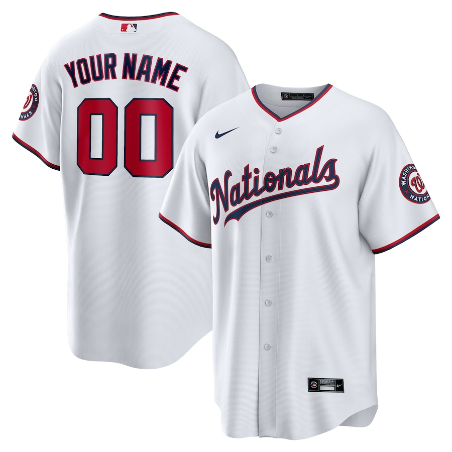 Men's Washington Nationals White Replica Custom Jersey