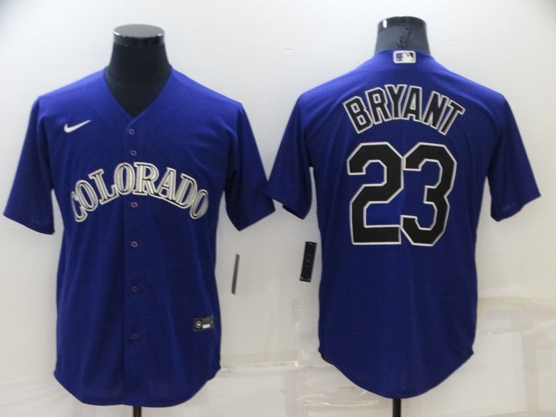 Men's Colorado Rockies Kris Bryant #23 Purple Replica Baseball Jersey