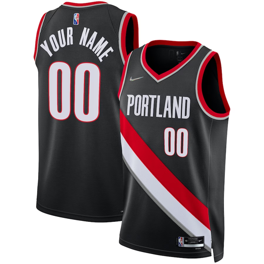 Men's Portland Trail Blazers Black 2021/22 Diamond Swingman Custom Jersey - Icon Edition