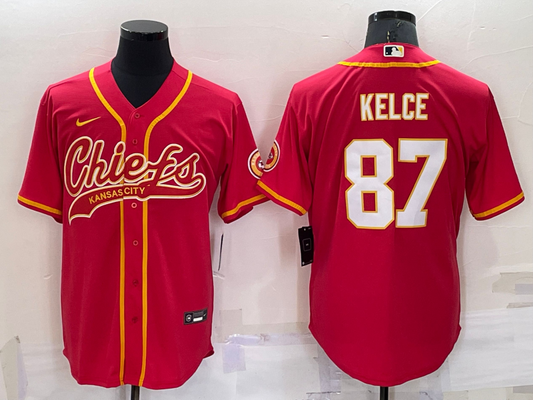 Men's Kansas City Chiefs Travis Kelce #87 Red Game Jersey Joint Edition