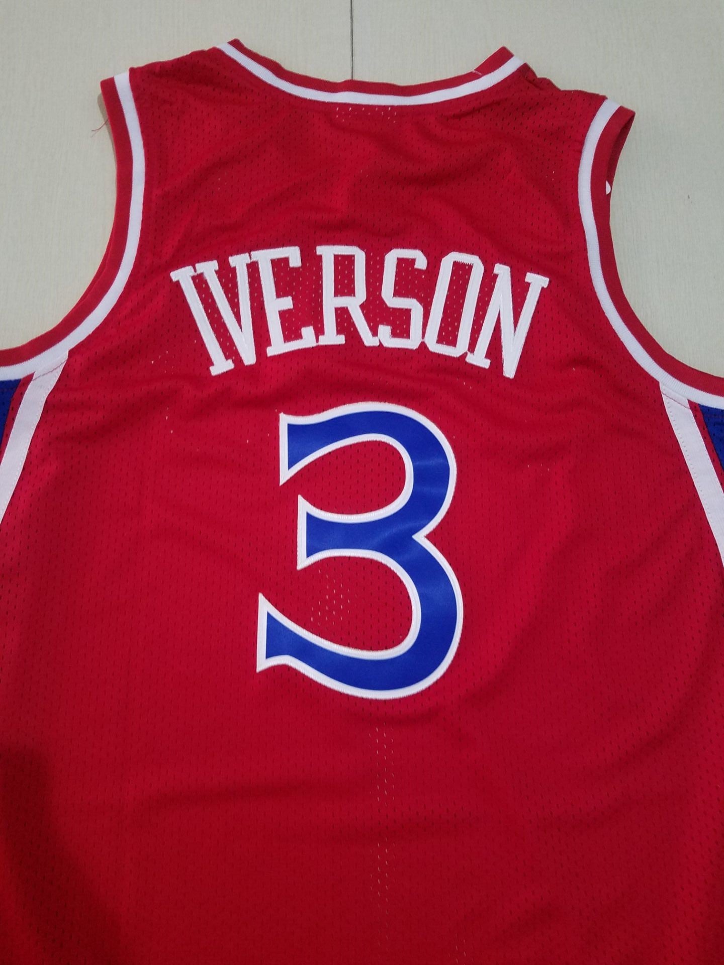 Men's Philadelphia 76ers Allen Iverson Red Hardwood Classics Authentic Jersey