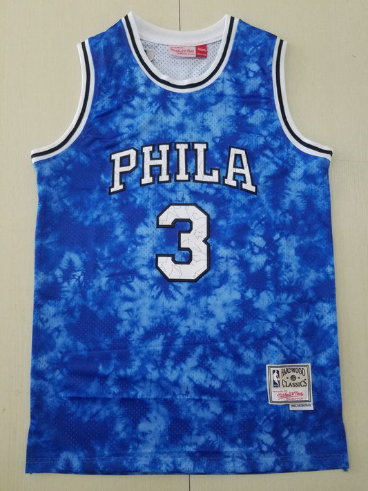 Men's Philadelphia 76ers Allen Iverson #3 Blue Galaxy Swingman Jersey