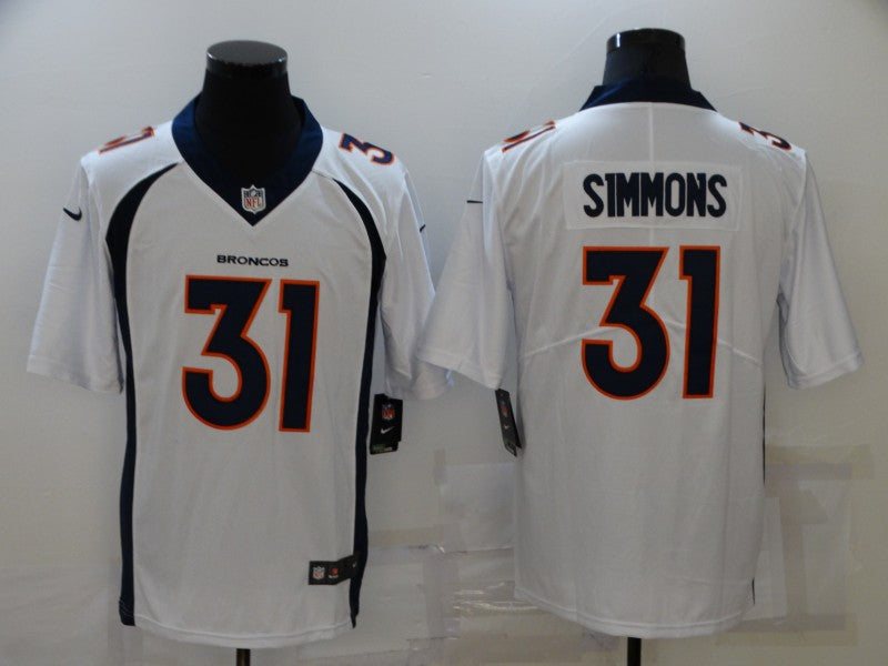 Men's Denver Broncos Justin Simmons #31 White Game Jersey