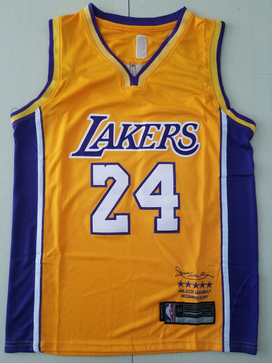 Men's Los Angeles Lakers Kobe Bryant #24 NBA Yellow Jersey - Retired Edition