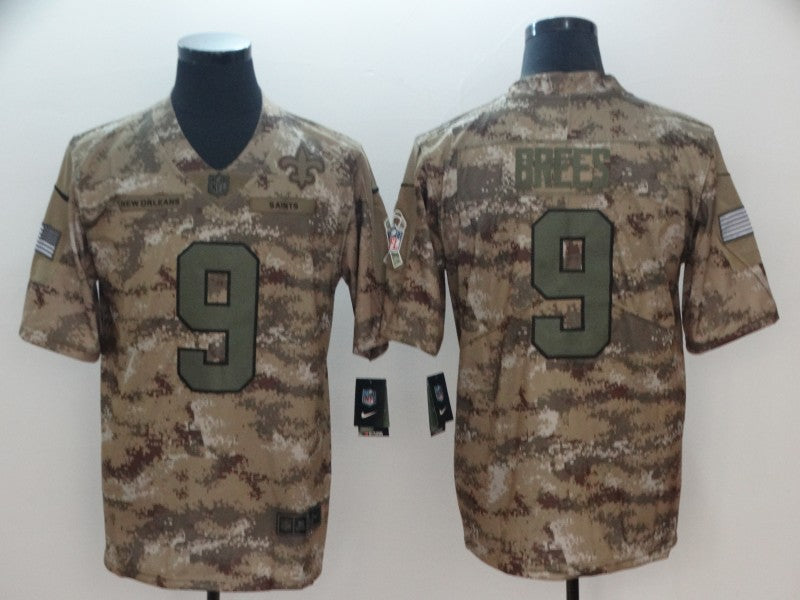 Men's New Orleans Saints Drew Brees #9 Camouflage Game Jersey