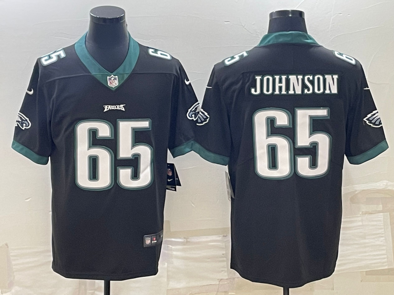 Men's Philadelphia Eagles Fred Johnson #65 Black Game Jersey