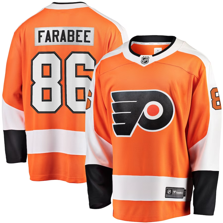 Men's Philadelphia Flyers Joel Farabee #86 Orange Replica Player Jersey