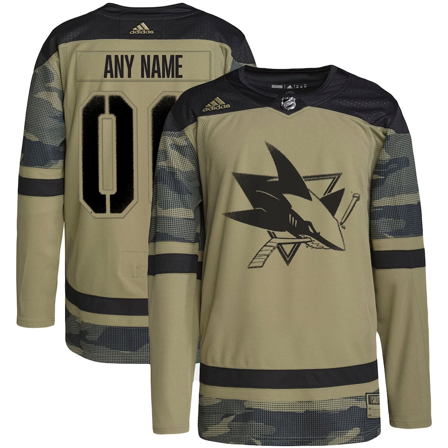 Men's San Jose Sharks Camo Military Appreciation Team Authentic Custom Practice Jersey