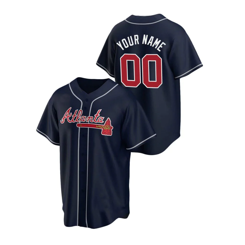 Men's Atlanta Braves Navy Replica Custom Jersey