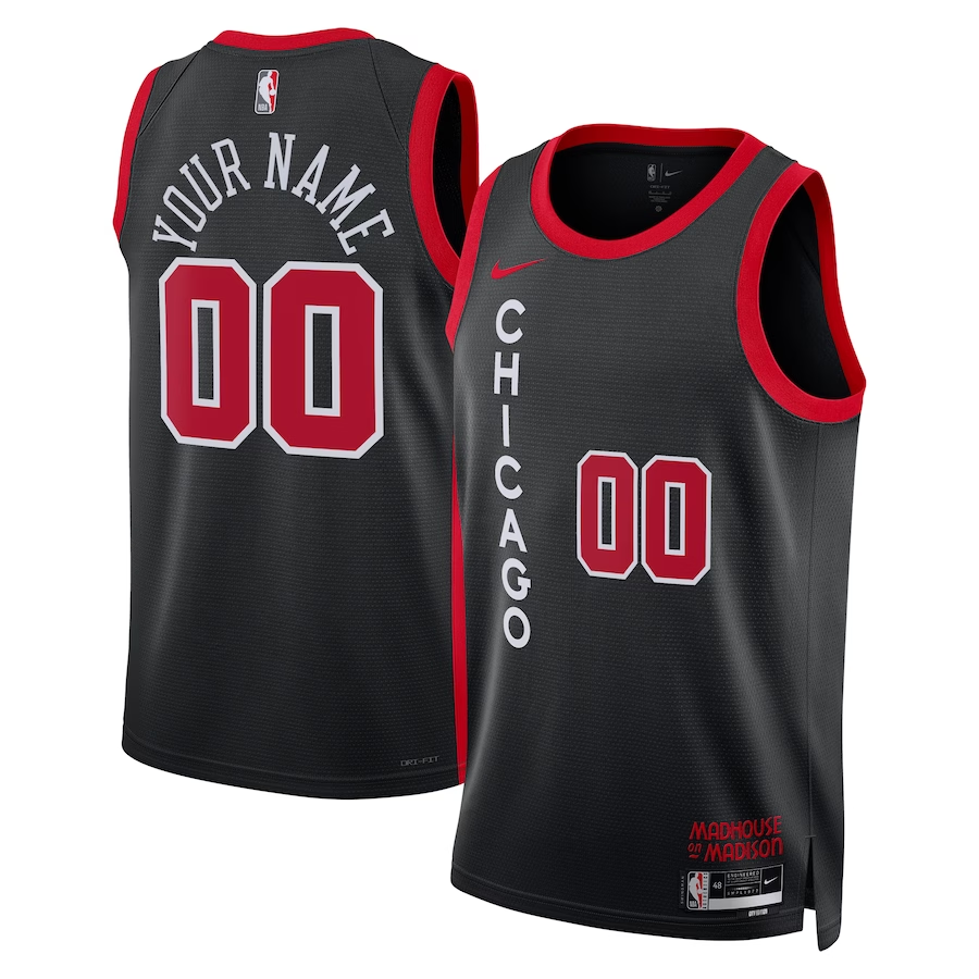 Men's Chicago Bulls Black 2023/24 Custom Swingman Jersey - City Edition