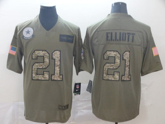 Men's Dallas Cowboys Ezekiel Elliott #21 Brown Authentic Game Jersey