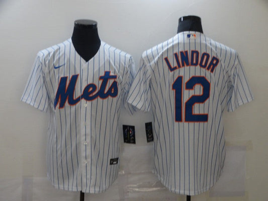 Men's New York Mets Francisco Lindor #12 White Replica Baseball Jersey