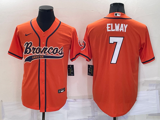 Men's Denver Broncos John Elway #7 Orange Game Jersey Joint Edition