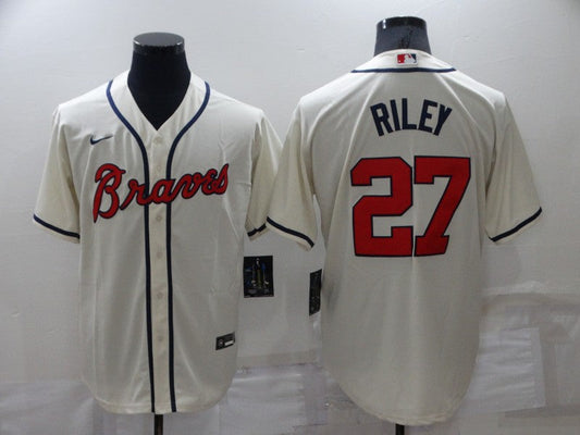 Men's Atlanta Braves Austin Riley #27 Beige Replica Player Jersey