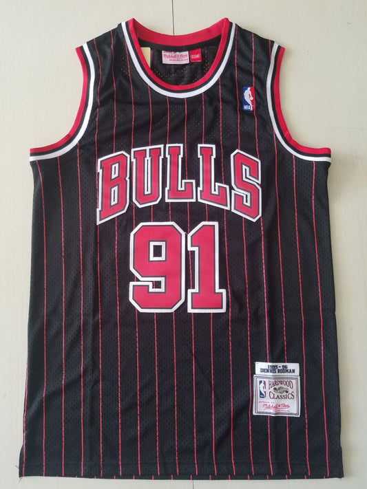 Men's Chicago Bulls Dennis Rodman Black 1995-96 Hardwood Classics Player Jersey