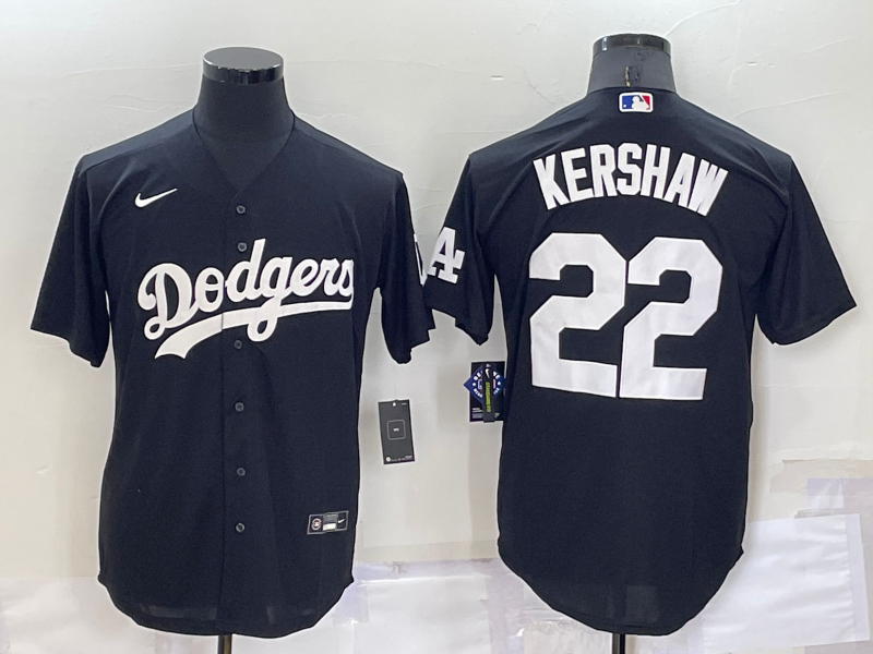 Men's Los Angeles Dodgers Clayton Kershaw #22 Black Replica Baseball Jersey