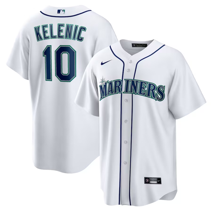 Men's Seattle Mariners Jarred Kelenic #10 White Home Replica Jersey