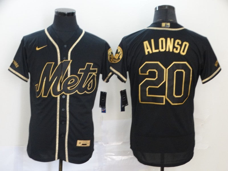 Men's New York Mets Pete Alonso #20 Black Stitched Jersey