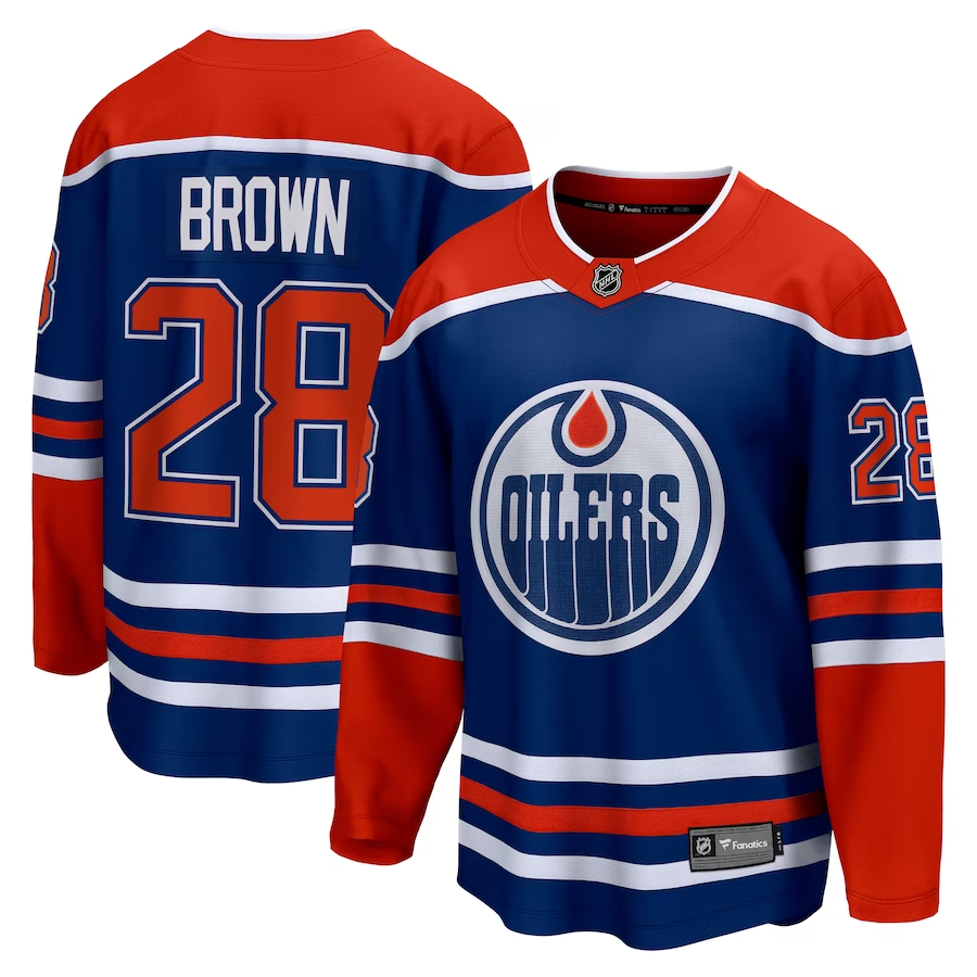 Men's Edmonton Oilers Connor Brown #28 Royal Home Breakaway Jersey