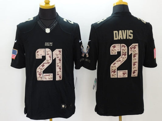 Men's Indianapolis Colts Vontae Davis #21 Black Game Player Jersey