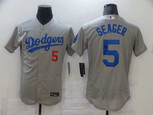 Men's Los Angeles Dodgers Corey Seager #5 Gray Replica Player Jersey