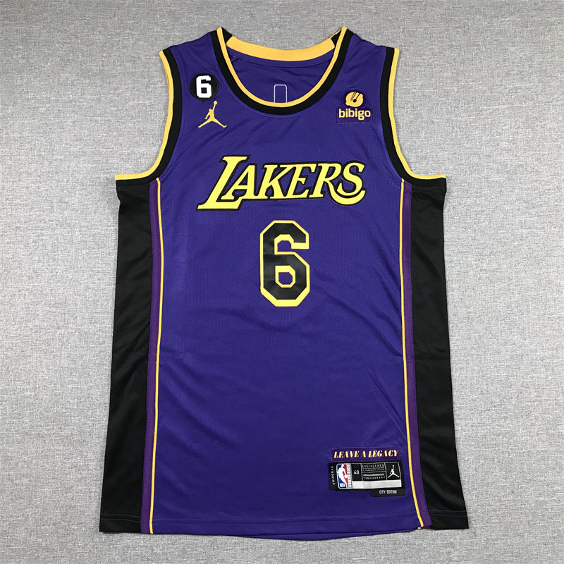 Men's Los Angeles Lakers LeBron James #6 Purple 2022/23 Swingman Jersey - Statement Edition