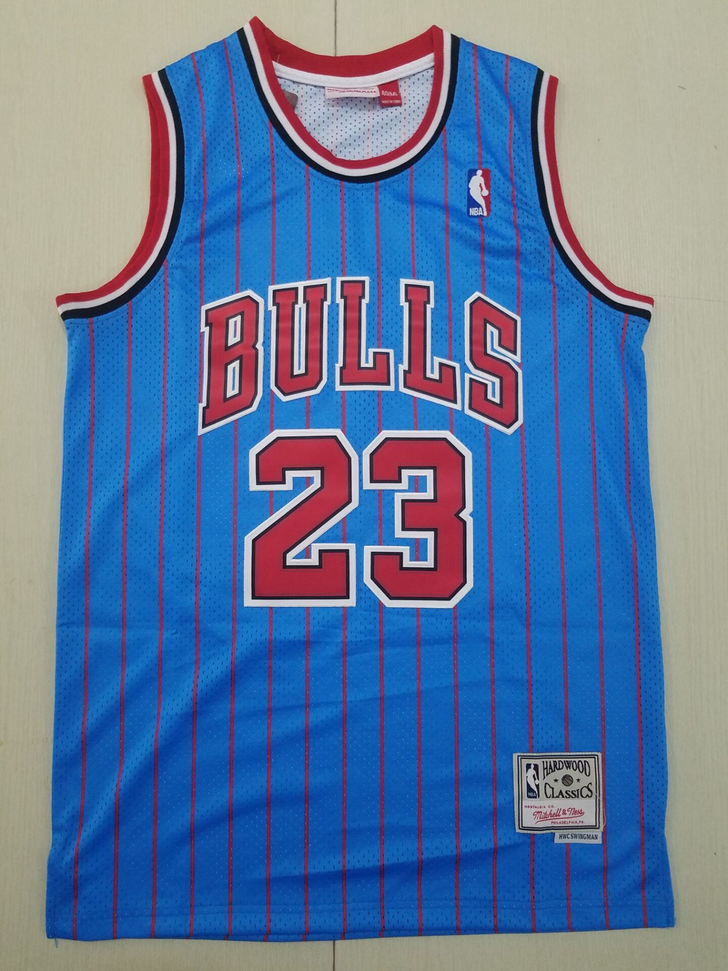 Men's Chicago Bulls Michael Jordan #23 Blue Hardwood Classics Authentic Jersey