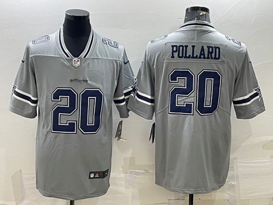 Men's Dallas Cowboys Tony Pollard #20 Gray Inverted Legend Player Jersey