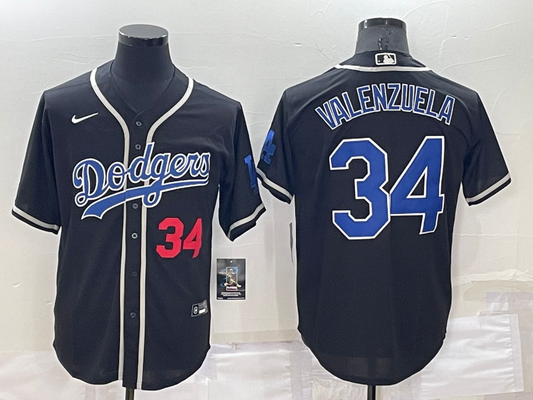 Men's Los Angeles Dodgers Fernando Valenzuela #34 Black Player Game Jersey