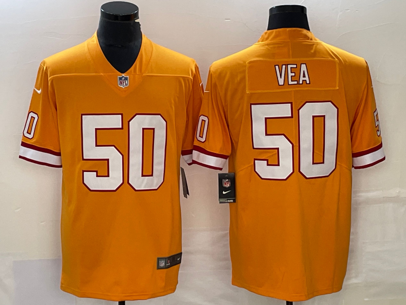 Men's Tampa Bay Buccaneers Vita Vea #50 Orange Throwback Game Jersey