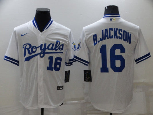 Men's Kansas City Royals Bo Jackson #16 White Stitched Jersey