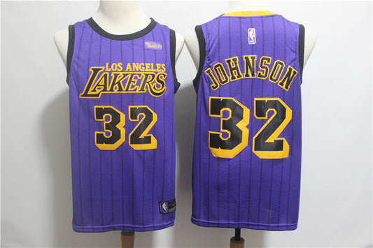 Men's Los Angeles Lakers Magic Johnson #32 NBA Purple Classics Jersey