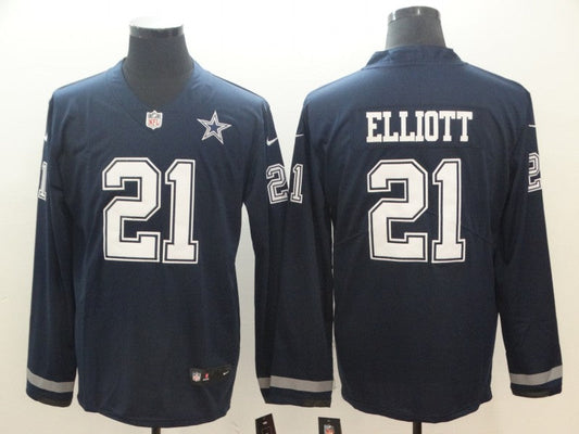 Men's Dallas Cowboys Ezekiel Elliott #21 Navy Authentic Game Jersey