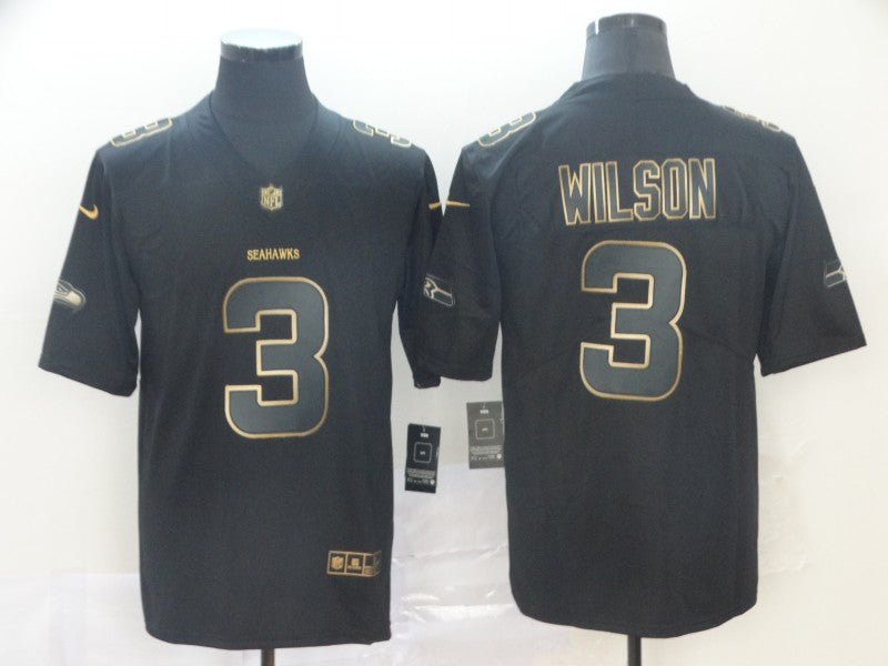 Men's Seattle Seahawks #3 Russell Wilson Black Game Player Jersey